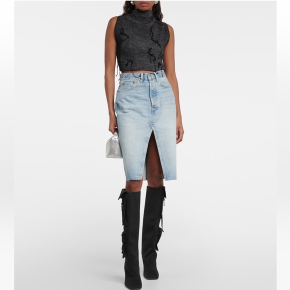 Re/done women’s denim midi skirt, size 24, perfect condition, only worn once! - Picture 1 of 10